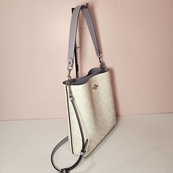 NWT COACH CA561 MOLLIE BUCKET BAG IN SIGNATURE CANVAS Chalk Mist Purple - Picture 3 of 7